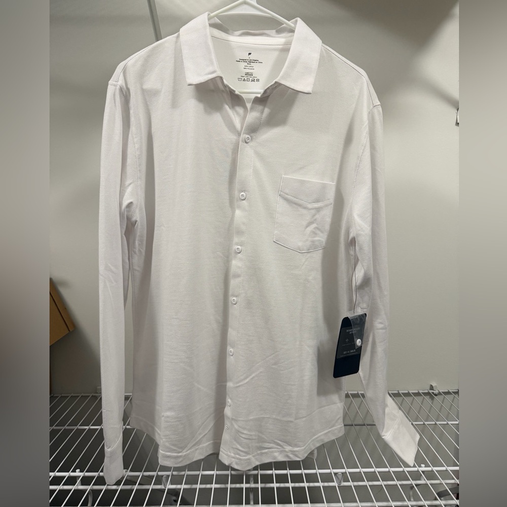 Fabletics Men's Crisp White Button Down Shirt